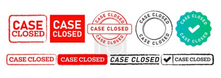 case closed rectangle circle stamp and seal badge label sticker sign for finished crime vector