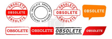 Photo for Obsolete rectangle circle stamp and speech bubble label sticker sign for antique ancient vector - Royalty Free Image