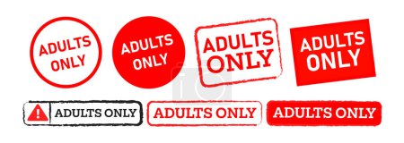 adults only rectangle square and circle stamp label sticker sign for restricted content vector