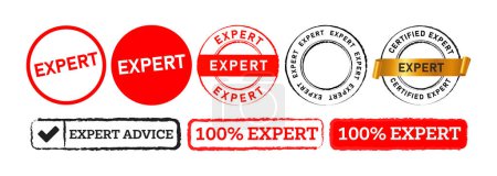 expert rectangle and circle stamp seal badge label sticker sign for certified business vector