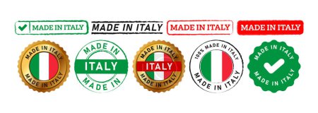 Photo for Made in italy rectangle circle stamp seal badge sign for logo country manufactured product vector - Royalty Free Image