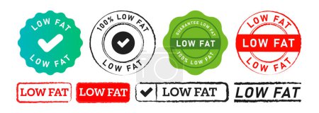 Photo for Low fat rectangle and circle stamp label sticker sign for diet healthy nutrition product vector - Royalty Free Image