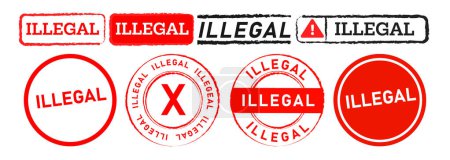 Illustration for Illegal rectangle and circle stamp labels ticker sign for forbidden prohibition illegality crime vector - Royalty Free Image