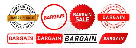 Photo for Bargain rectangle circle stamp label sticker sign for offer buy promotion product vector - Royalty Free Image