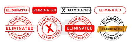 Illustration for Eliminated rectangle and circle stamp label sticker sign remove terminate abolish vector - Royalty Free Image