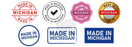 Illustration for Made in michigan square and circle stamp seal badge label sticker sign for product manufacture vector - Royalty Free Image