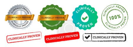 clinically proven rectangle and circle stamp seal badge sign for safe health care medicine vector