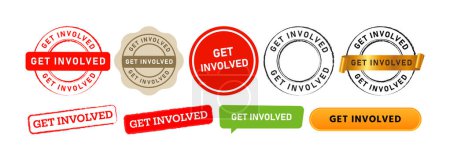 get involved speech bubble and rubber stamp sign for join take action contribute collaborate business vector