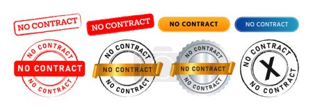 no contract rectangle and circle stamp seal badge sign for information indenture certified vector