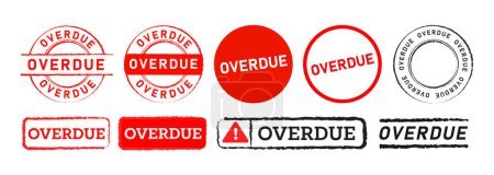 red color rubber stamp label sticker sign for past due deadline late payment finance vector
