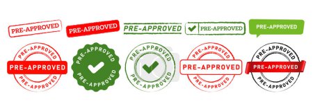 pre approved rubber stamp seal badge label sticker sign for accepted consented authorized qualified vector