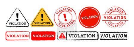 violation stamp label sticker sign for caution infringement illegal criminal punishment
