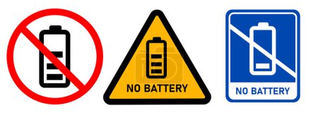 Aucune batterie autorisée restriction de stockage d'énergie cellulaire zone de danger charge symbole interdit vecteur signe