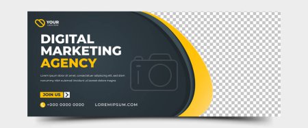 Illustration for Modern digital marketing agency horizontal banner template - Royalty Free Image