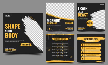 sport concept, gym flyer with quotes 