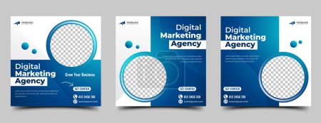 Ilustración de Moderno conjunto de cubiertas abstractas para la Agencia de Marketing Digital, ilustración vectorial para el diseño, cartel, folleto, cubierta - Imagen libre de derechos