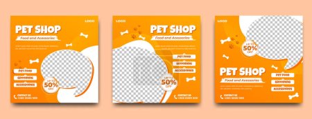 Illustration for Web Post Template for pet shop, animal theme - Royalty Free Image