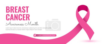 Illustration for Breast cancer concept, pink card template. social media page, story and banner background - Royalty Free Image