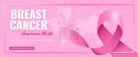 Téléchargez les illustrations : Concept de cancer du sein, modèle de carte rose. page de médias sociaux, histoire et fond de bannière - en licence libre de droit