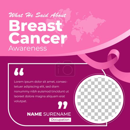 Ilustración de Concepto de cáncer de mama, plantilla de tarjeta rosa. página de medios sociales, historia y fondo de banner - Imagen libre de derechos