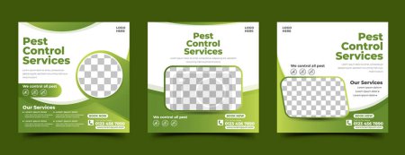 Illustration for Flyers for cards with pest control service, vector illustration - Royalty Free Image