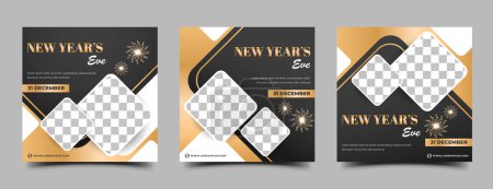 Ilustración de Juego de tarjetas, banner de felicitación de año nuevo, fondo para espacio de copia - Imagen libre de derechos