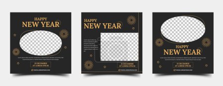 Ilustración de Juego de tarjetas, banner de felicitación de año nuevo, fondo para espacio de copia - Imagen libre de derechos