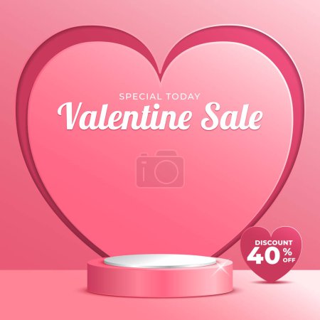 Illustration for 14 February. pink Valentines day card - Royalty Free Image