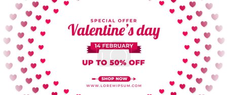 Illustration for 14 February. pink Valentines day card - Royalty Free Image