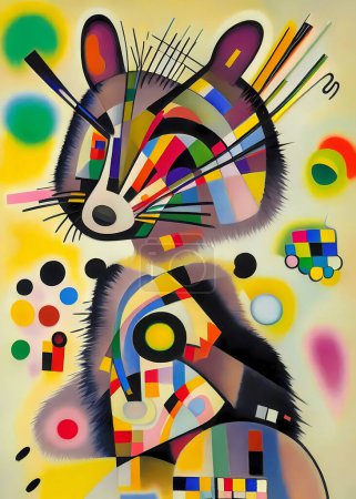Photo for A bright and colorful abstract portrait composition of a racoon designed in the style of Kandinsky and the Bauhaus art movement - Royalty Free Image