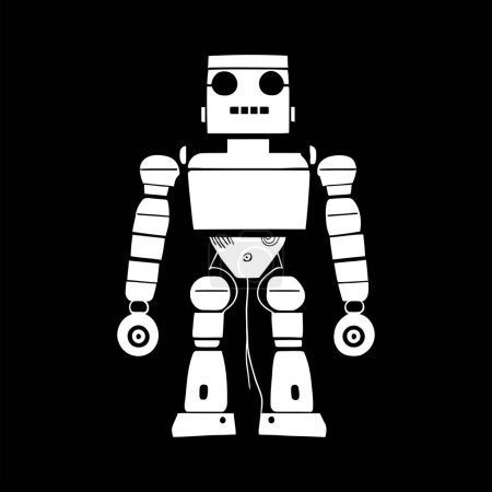 Photo for A digitally created, cyberpunk, black and white woodcut style portrait of a robot. - Royalty Free Image