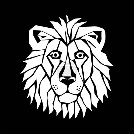 Photo for A simple, digitally created, black and white woodcut style portrait of a lion. - Royalty Free Image