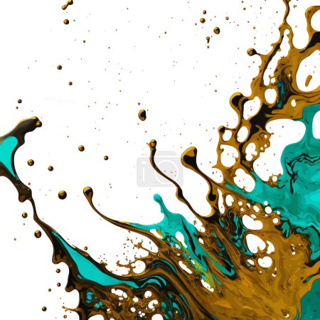 Photo for A digitally created marbled texture resembling dripping alcohol ink, with turquoise and bronze coloring. - Royalty Free Image