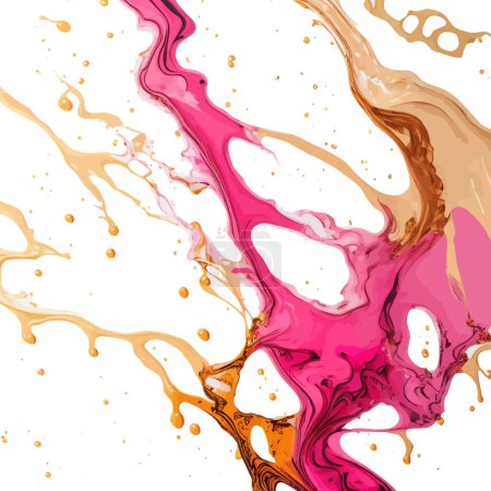 Illustration for A digitally created marbled texture resembling dripping alcohol ink, with orange and pink coloring. - Royalty Free Image