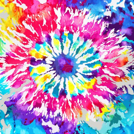 Illustration for A digitally created, bohemian abstract style surface textile art with colorful alcohol ink tie dye pattern. - Royalty Free Image