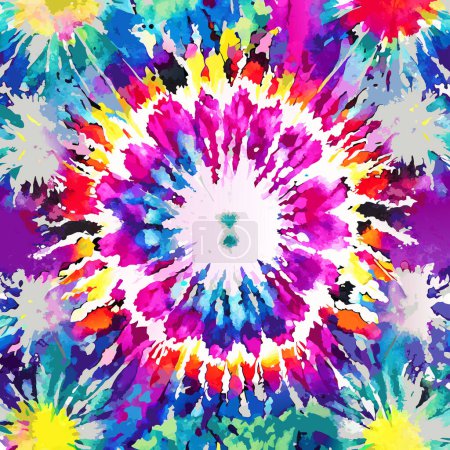 Illustration for A digitally created, bohemian abstract style surface textile art with colorful alcohol ink tie dye pattern. - Royalty Free Image