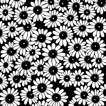 Photo for A simple black and white floral daisy flower background design. - Royalty Free Image