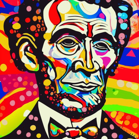 Photo for A digitally created, bright and colorful, funky contemporary style portrait of the president of the United States of America Abraham Lincoln. - Royalty Free Image