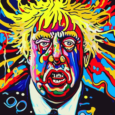 Photo for A digitally created, bright and colorful, funky contemporary style portrait of the Prime Minister of Great Britain Boris Johnson. - Royalty Free Image