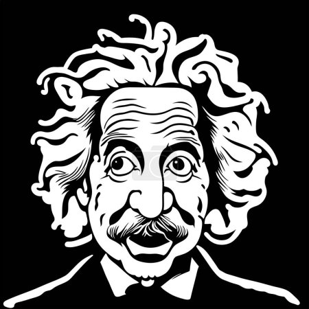 Photo for A digitally created, black and white caricature style portrait of the famous scientist and professor Albert Einstein. - Royalty Free Image