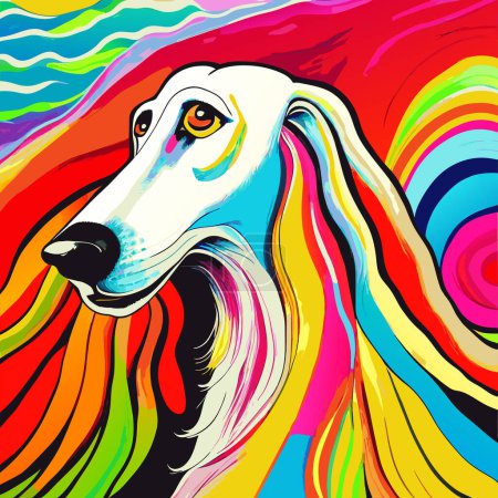 Photo for A digitally created, bright and colorful, funky contemporary style portrait of a Saluki dog. - Royalty Free Image