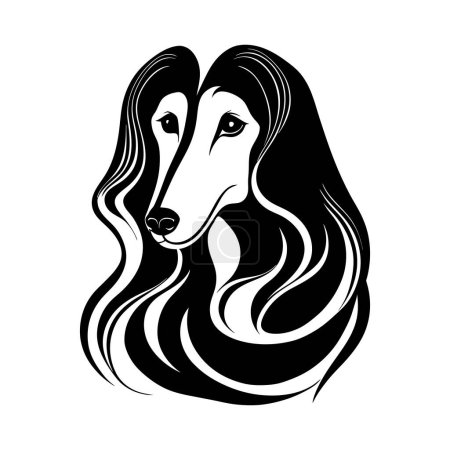 Photo for A simple black and white ink style portrait of a Afghan Hound pedigree dog. - Royalty Free Image