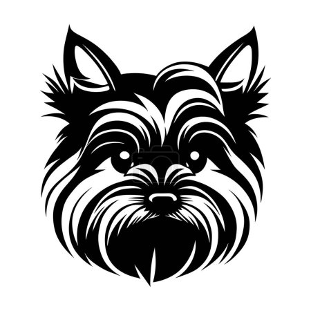 Photo for A simple black and white ink style portrait of a Yorkshire Terrier pedigree dog. - Royalty Free Image