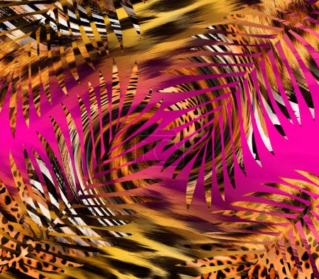 Téléchargez les photos : Motif géométrique abstrait de couleur paon, motif rayé ondulé coloré pour le textile et le design, Illustration fractale abstraite pour la conception créative, Fond psychédélique coloré - en image libre de droit