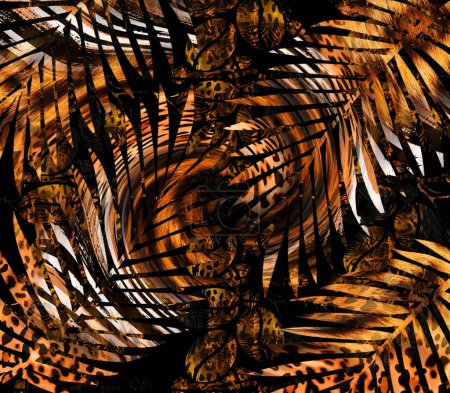 motif géométrique abstrait de couleur paon, motif rayé ondulé coloré pour le textile et le design, Illustration fractale abstraite pour la conception créative, Fond psychédélique coloré