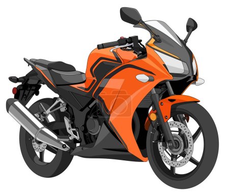 Foto de Ilustración vectorial de la motocicleta en color naranja ilustraciones detalladas - Imagen libre de derechos