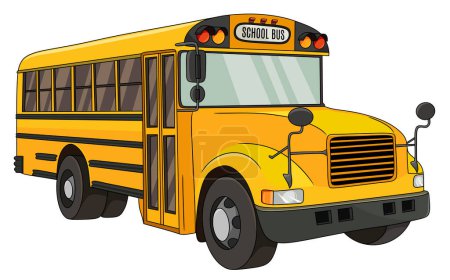 Foto de Ilustración vectorial de autobús escolar en dibujos animados de color amarillo - Imagen libre de derechos