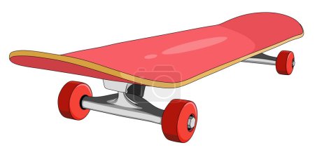 Téléchargez les illustrations : Illustration vectorielle de dessin animé de skateboard rouge - en licence libre de droit