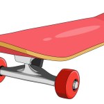 Vector illustration of red skateboard cartoon