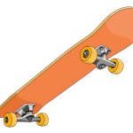 Vector illustration of orange skateboard cartoon